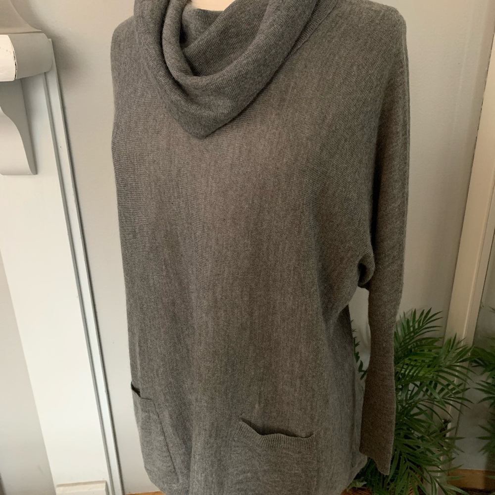 Women’s Oversized Gray Wool Cowl neck sweater XS S career Casual Warm Cozy - Picture 12 of 13